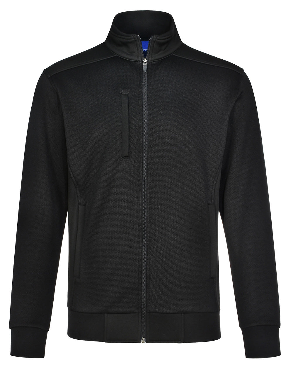 Jacquard Fleece Bomber Jacket - Black - Front