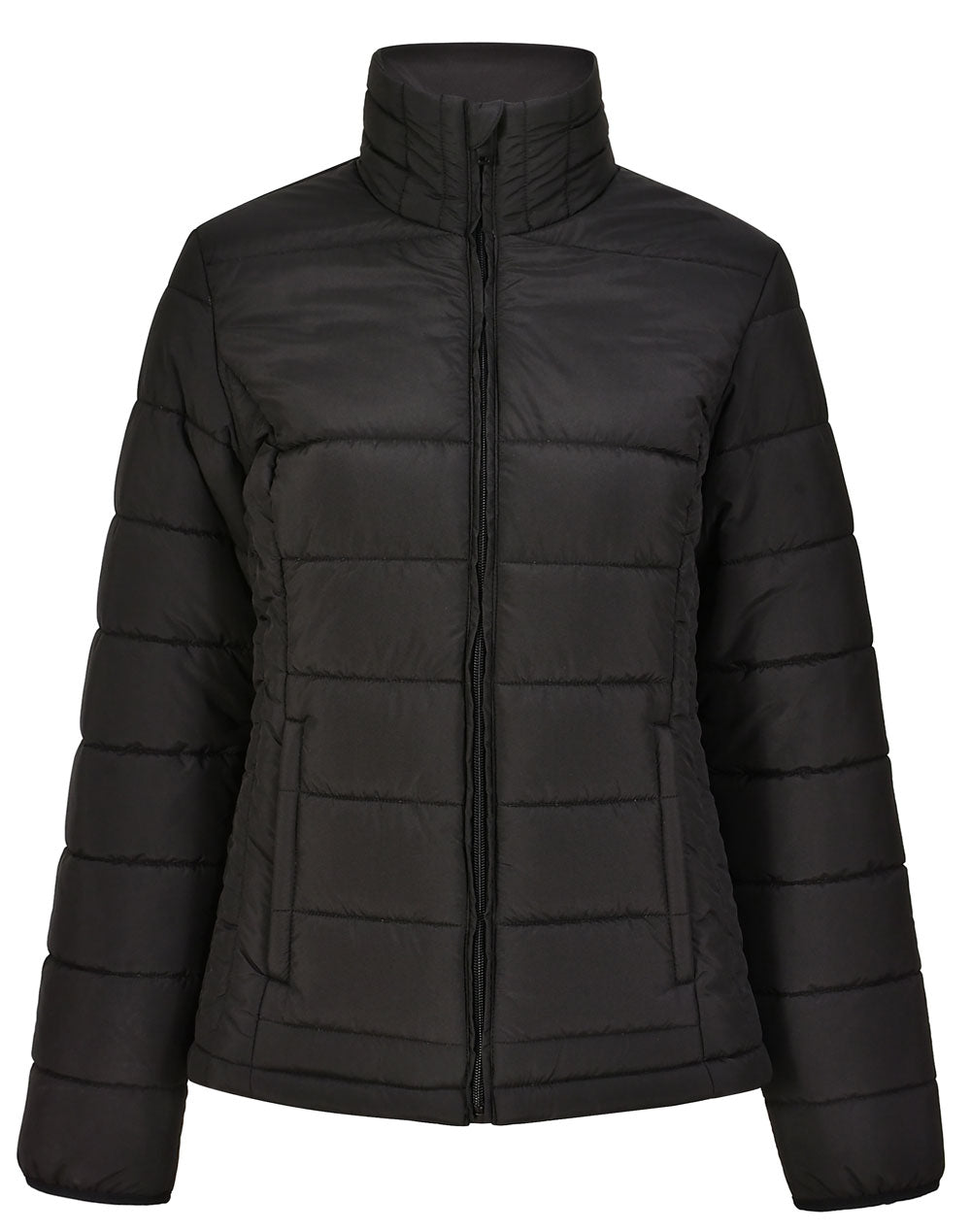 Ladies Sustainable Insulated Puffer Jacket (3D Cut) - Black - Front