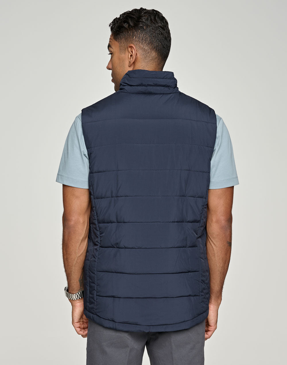 Sustainable Insulated Puffer Vest (3D Cut) Men's - Navy - Back