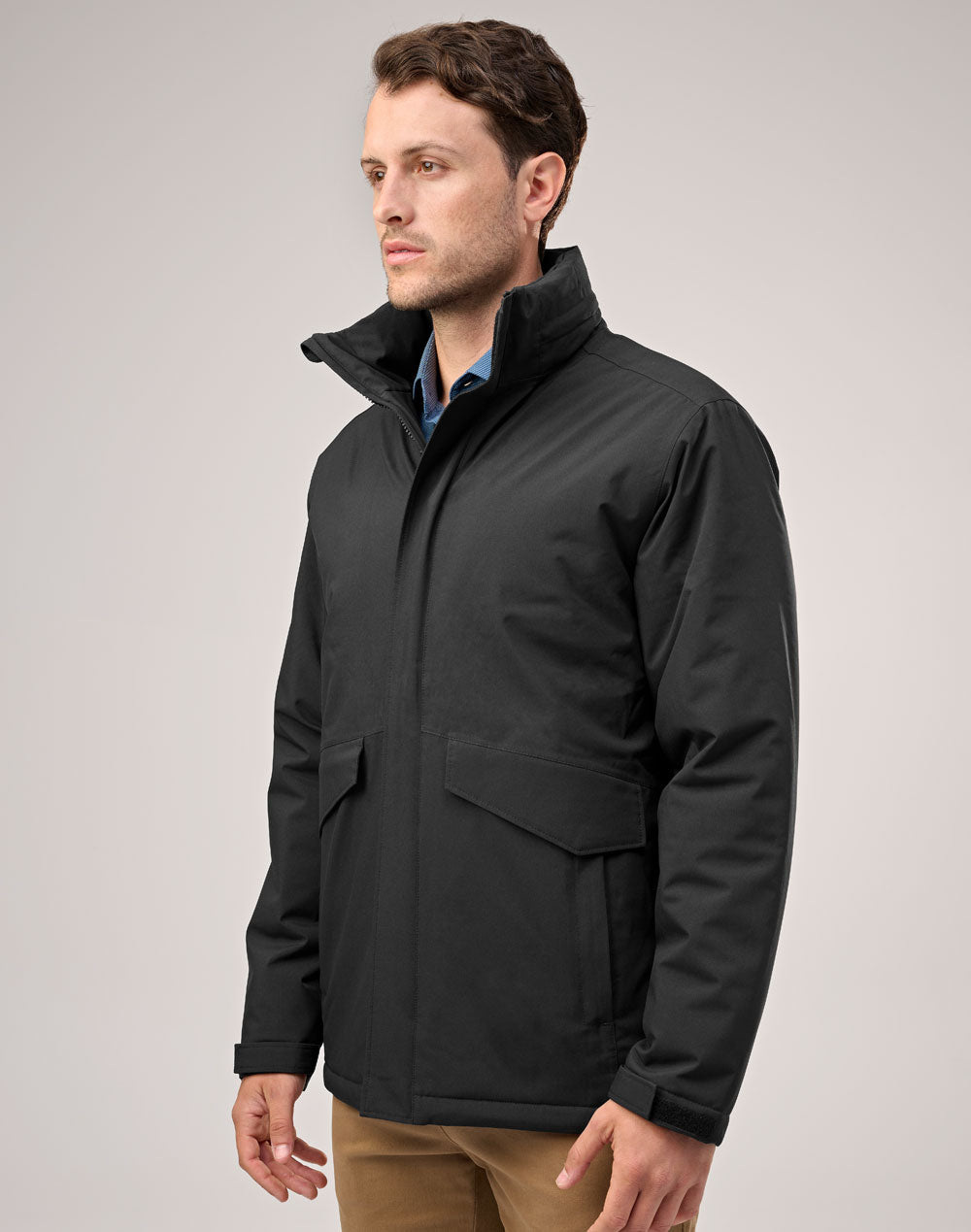 Unisex Waterproof Quilted Jacket - Black - View