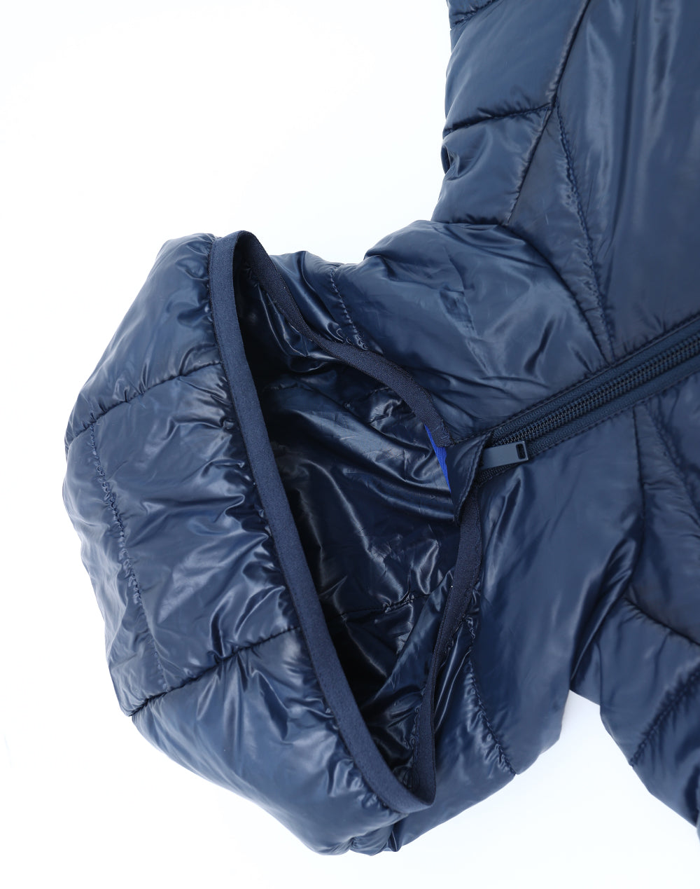Kids Sustainable Lightweight Hooded Puffer Jacket - Navy - View
