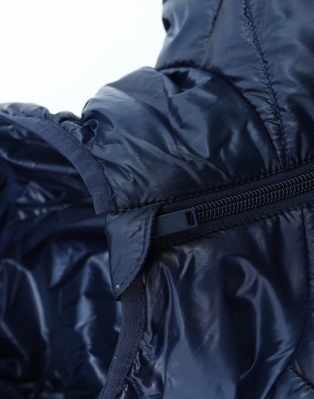 Kids Sustainable Lightweight Hooded Puffer Jacket - Navy - View