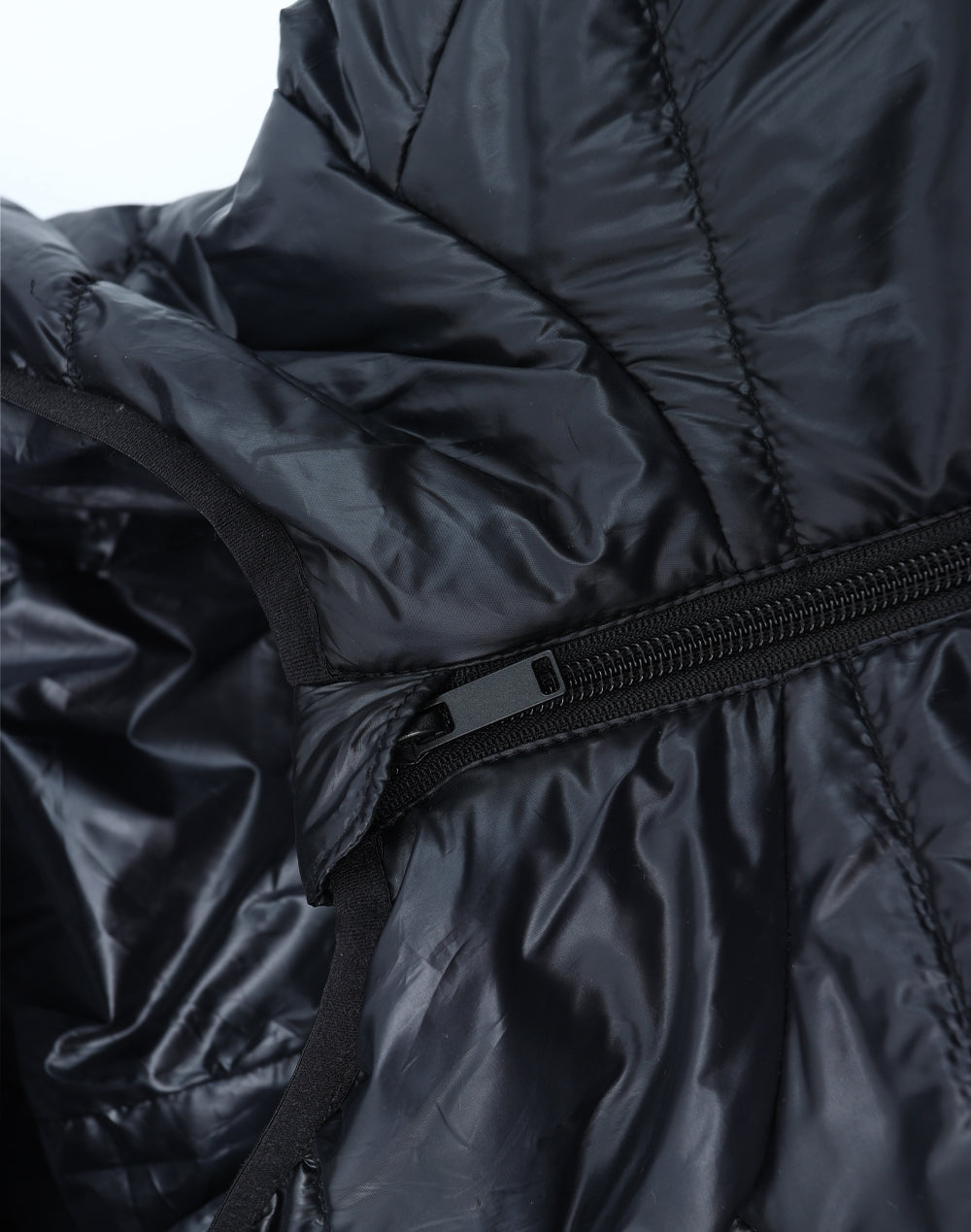 Adults Sustainable Lightweight Hooded Puffer Jacket - Black - View