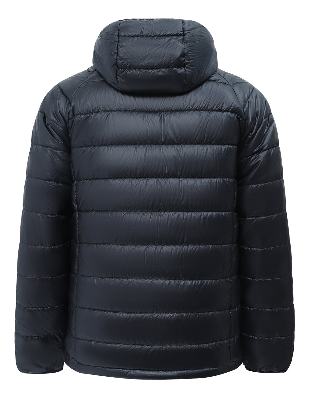 Adults Sustainable Lightweight Hooded Puffer Jacket - Black - Back
