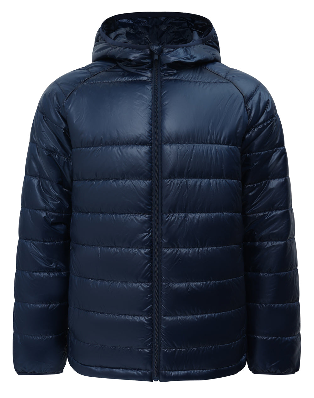 Adults Sustainable Lightweight Hooded Puffer Jacket - Navy - View