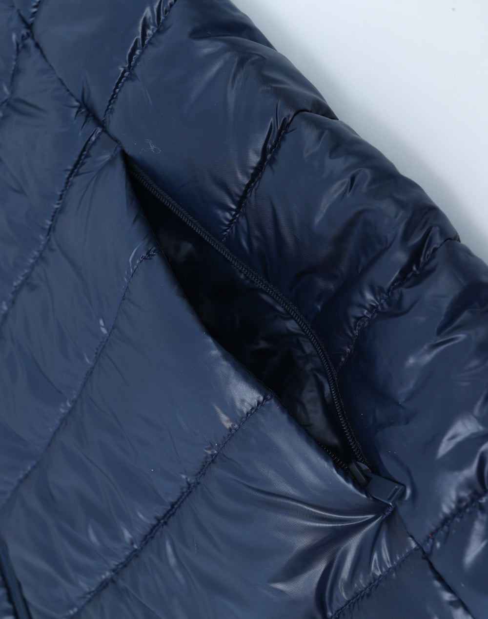 Adults Sustainable Lightweight Hooded Puffer Jacket - Navy - View