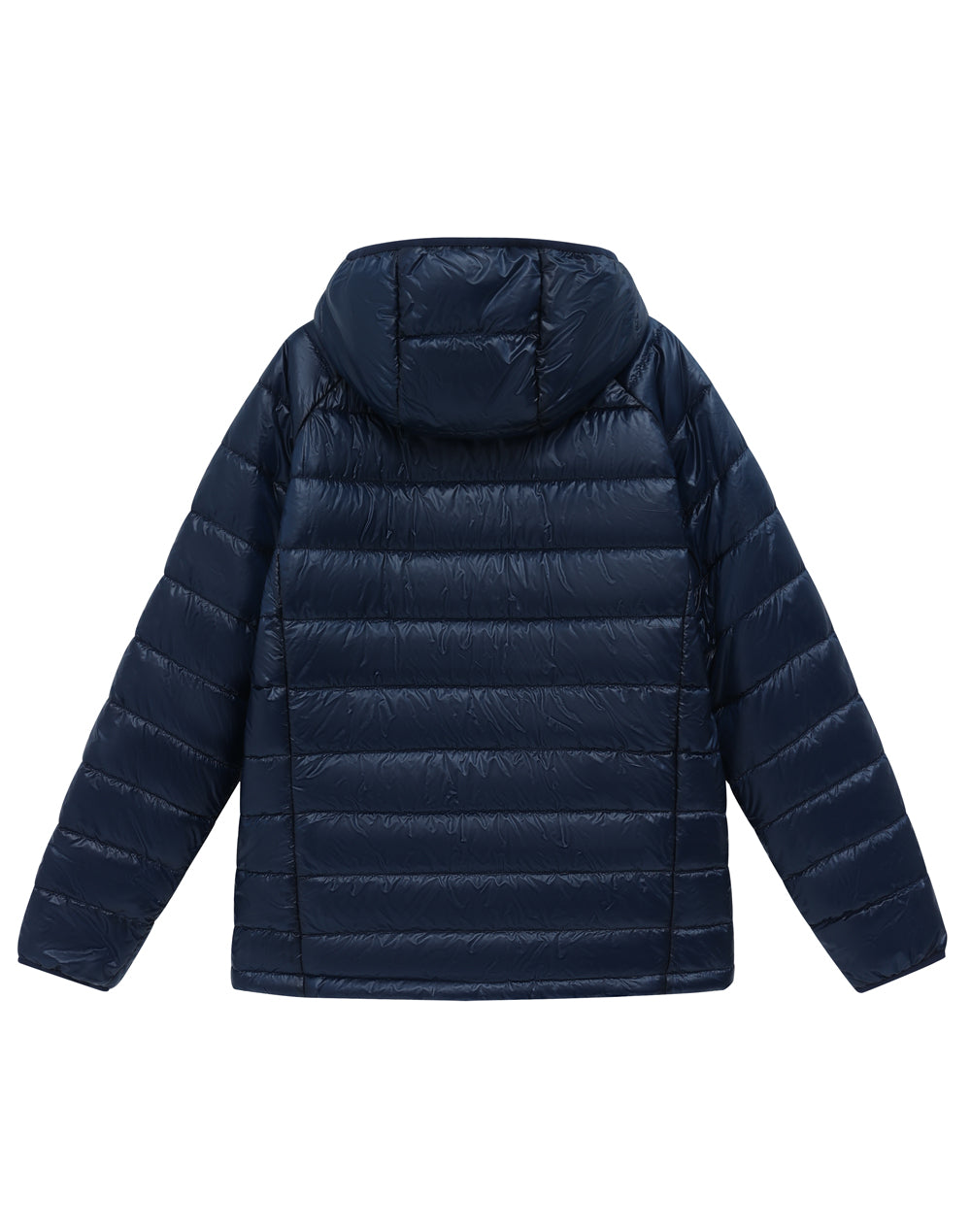 Adults Sustainable Lightweight Hooded Puffer Jacket - Navy - Back