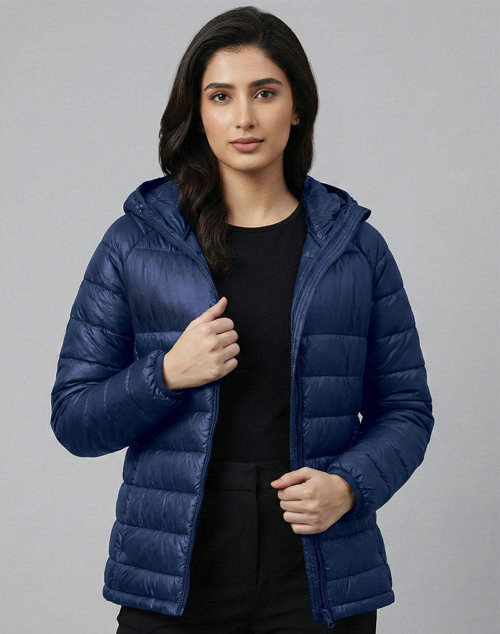 Adults Sustainable Lightweight Hooded Puffer Jacket - view