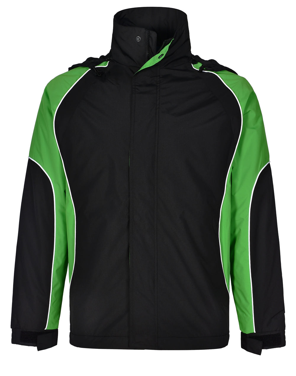 Arena Jacket Unisex - Black/White/Green - Front