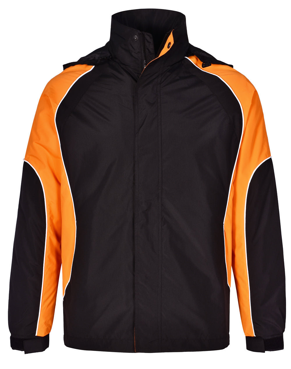 Arena Jacket Unisex - Black/White/Orange - Front