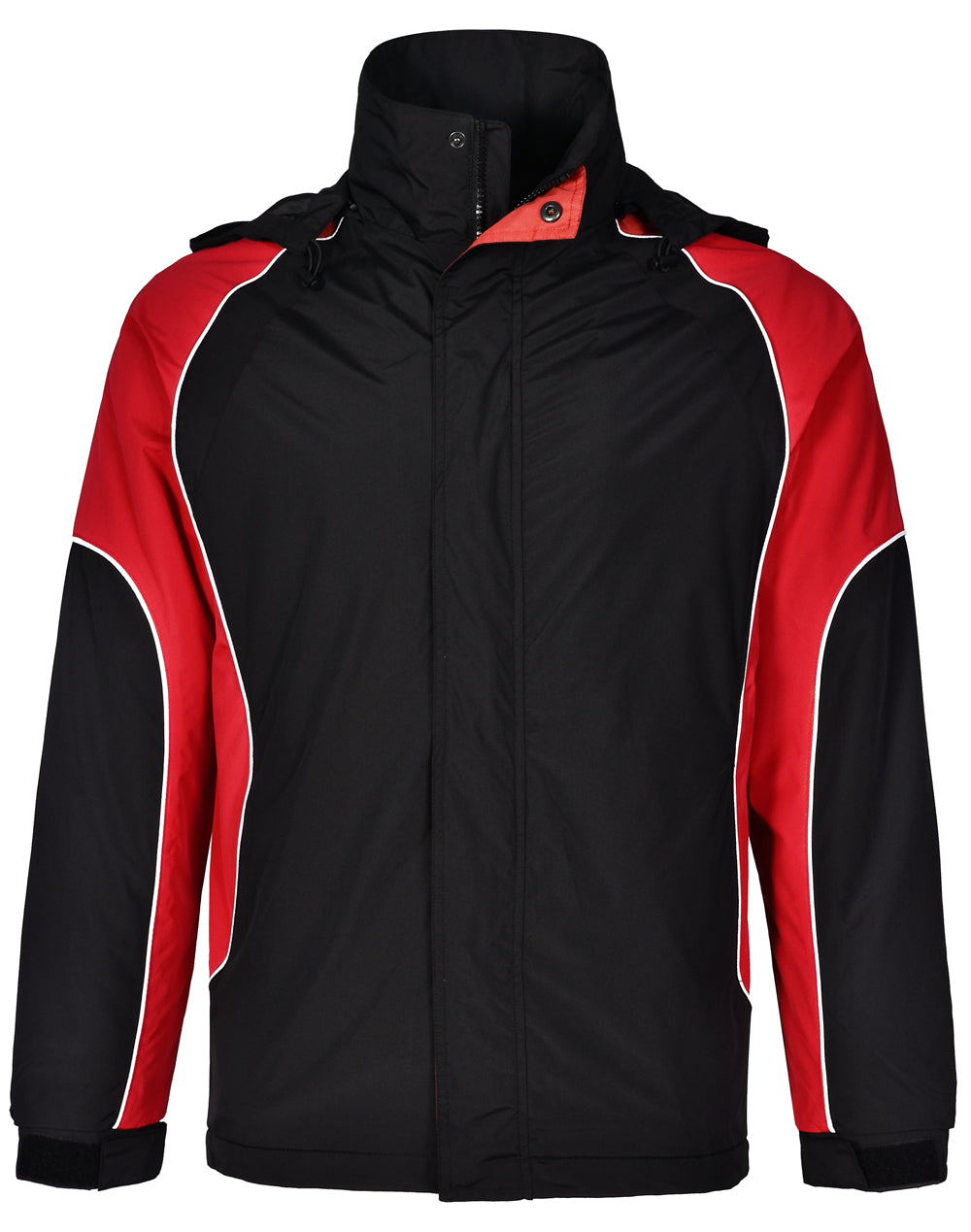 Arena Jacket Unisex - Black/White/Red - Front