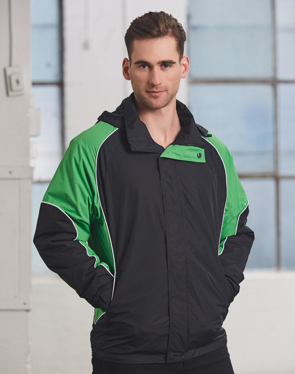 Arena Jacket Unisex - Black/White/Green - View