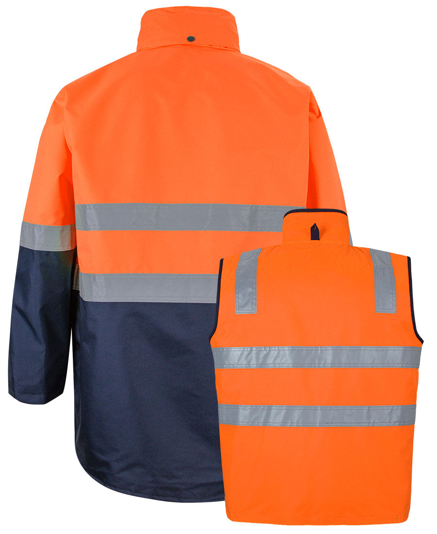 JB's Hi Vis (D+N) Long Line 4 in 1 Jacket - Orange/Navy - Back