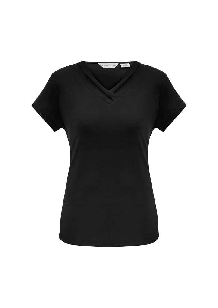 Lana Womens Short Sleeve Top - Black - Front