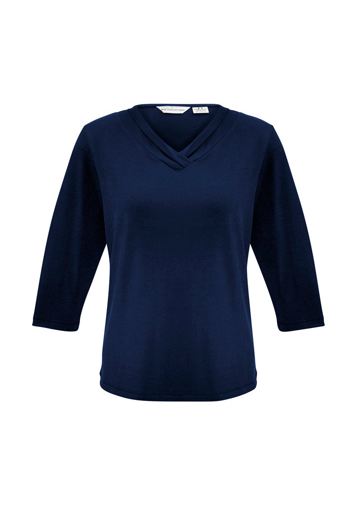 Lana Womens 3/4 Sleeve Top - Ink - Front