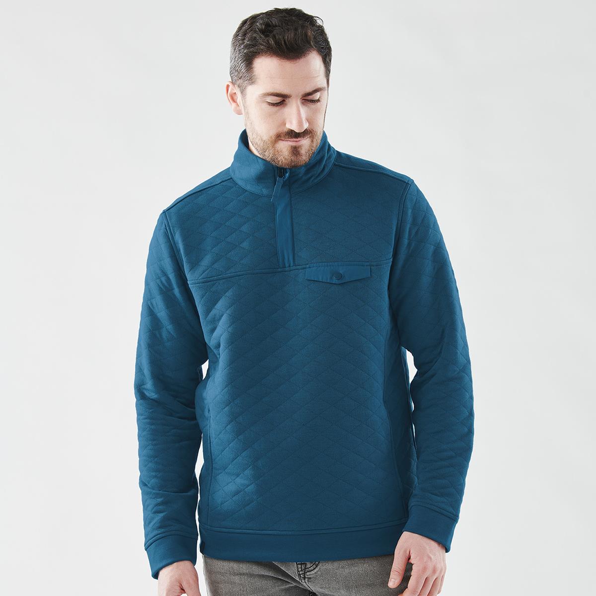 Men's Montebello Thermal 1/4 Zip Pullover - Steel Blue - Back