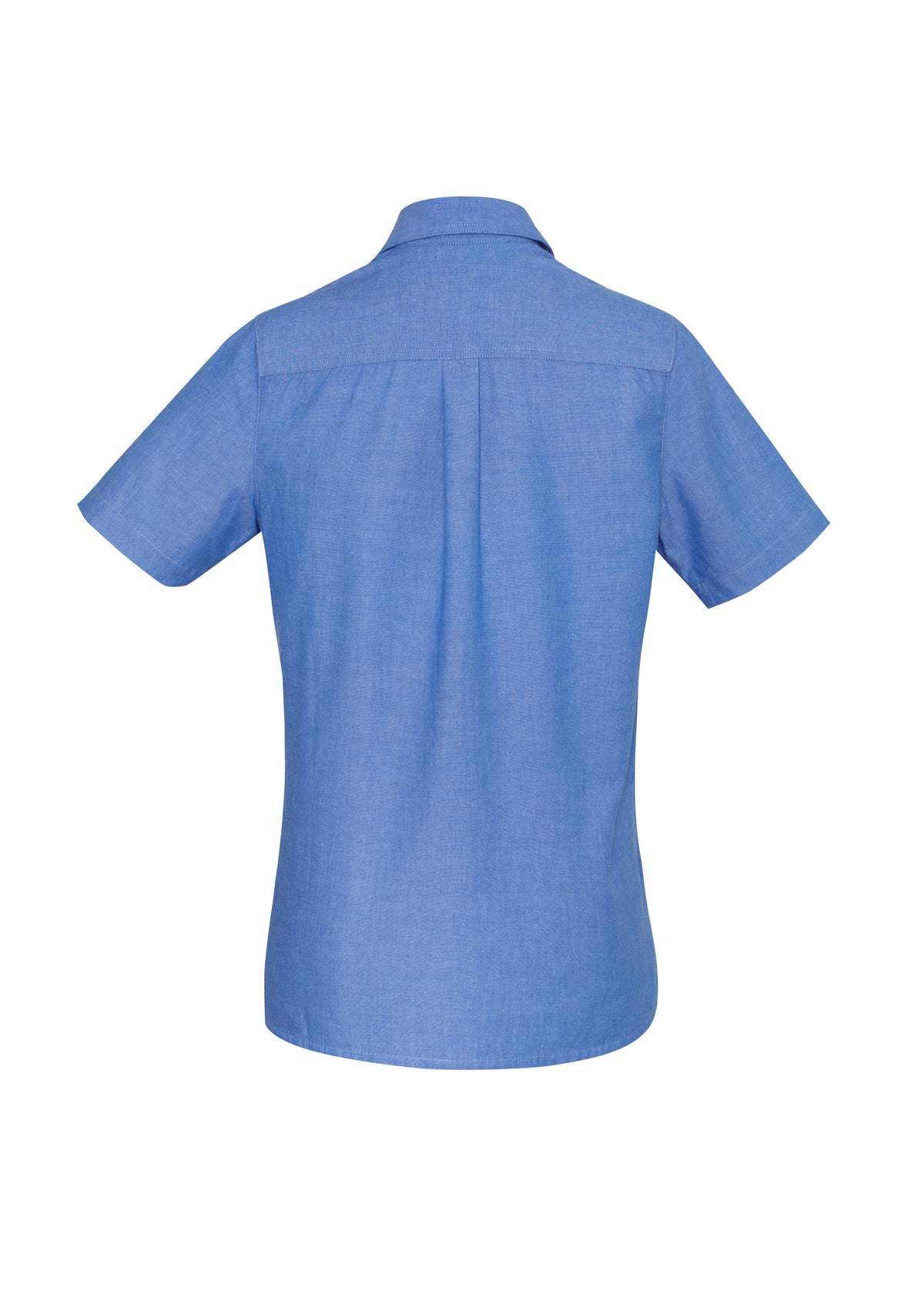 Chambray Womens Short Sleeve Shirt - Chambray Blue - Back