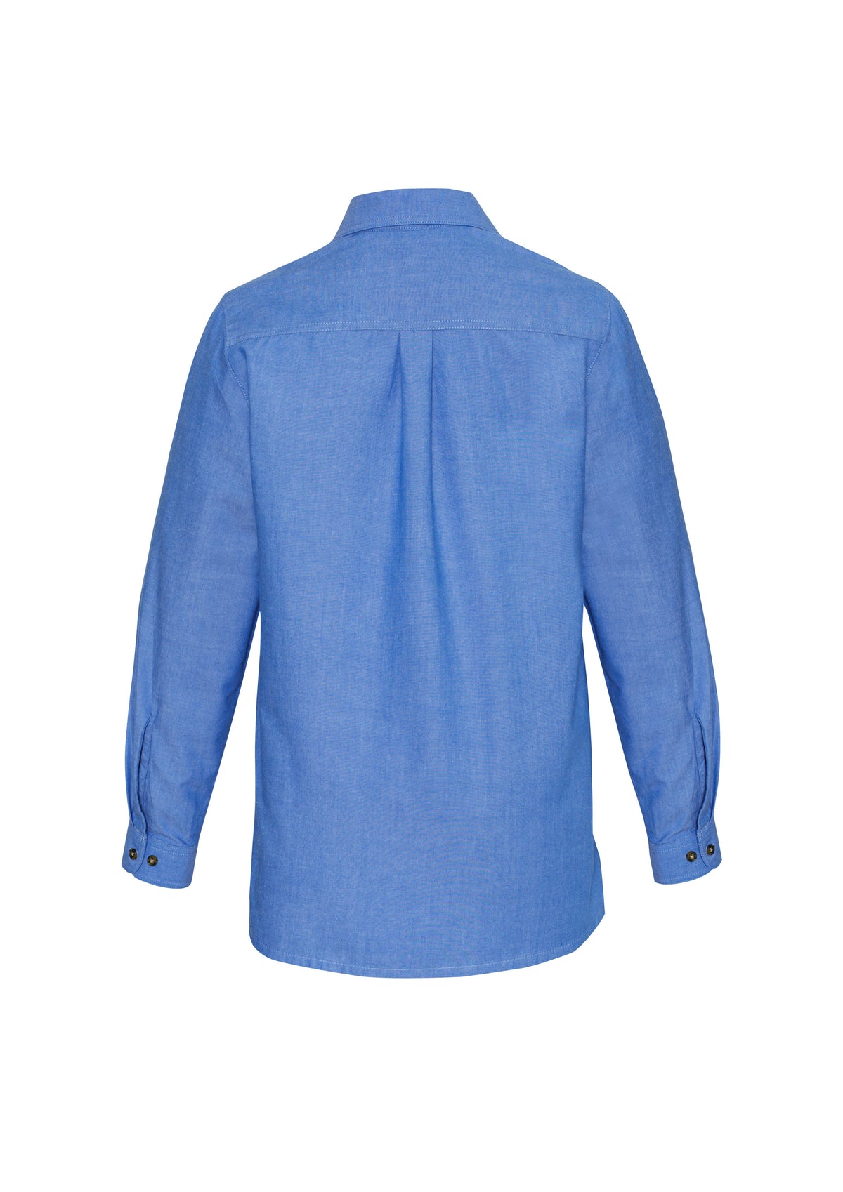 Chambray Womens Long Sleeve Shirt - Chambray Blue - Back