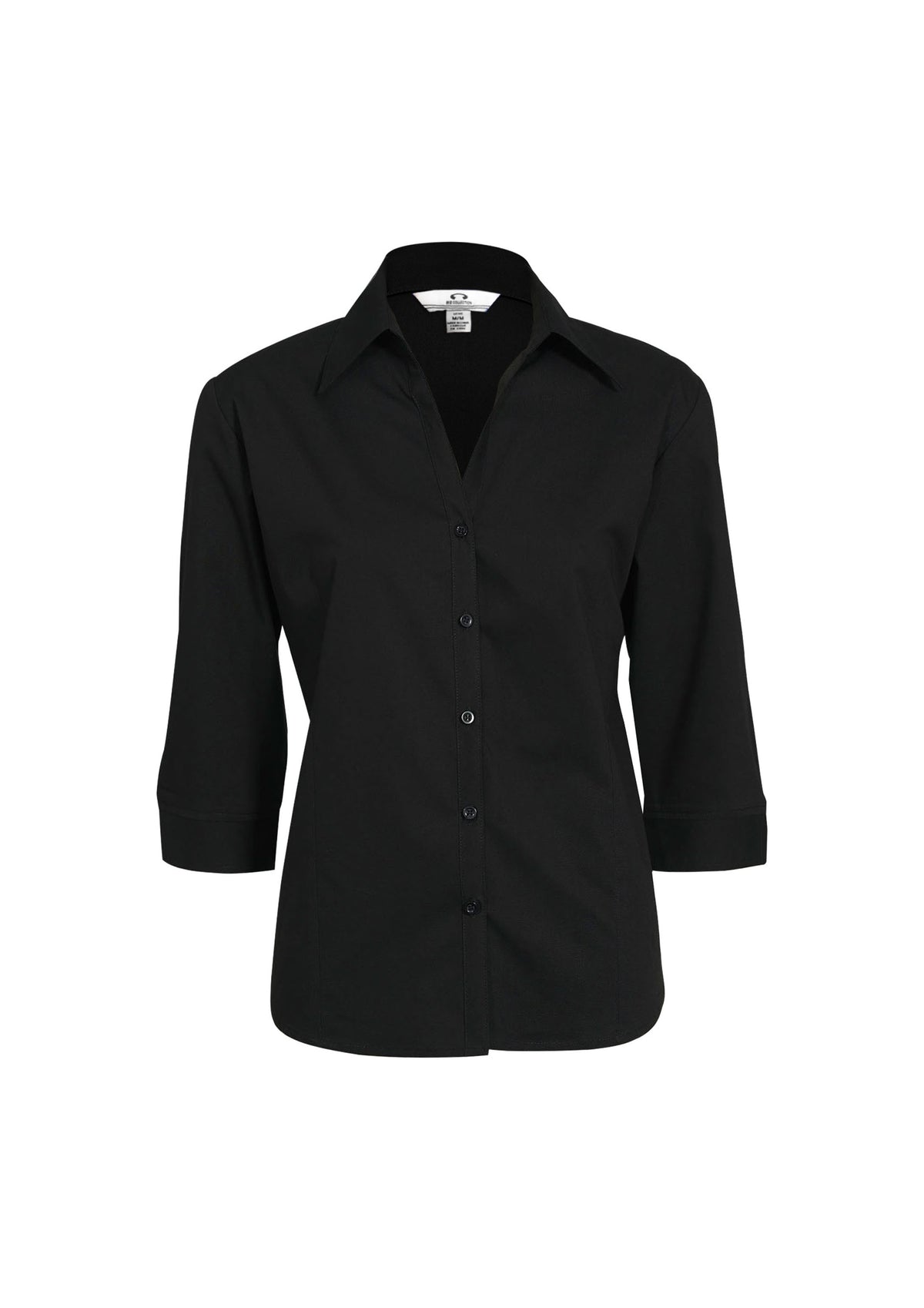 Metro Womens 3/4 Sleeve Shirt - Black - Front