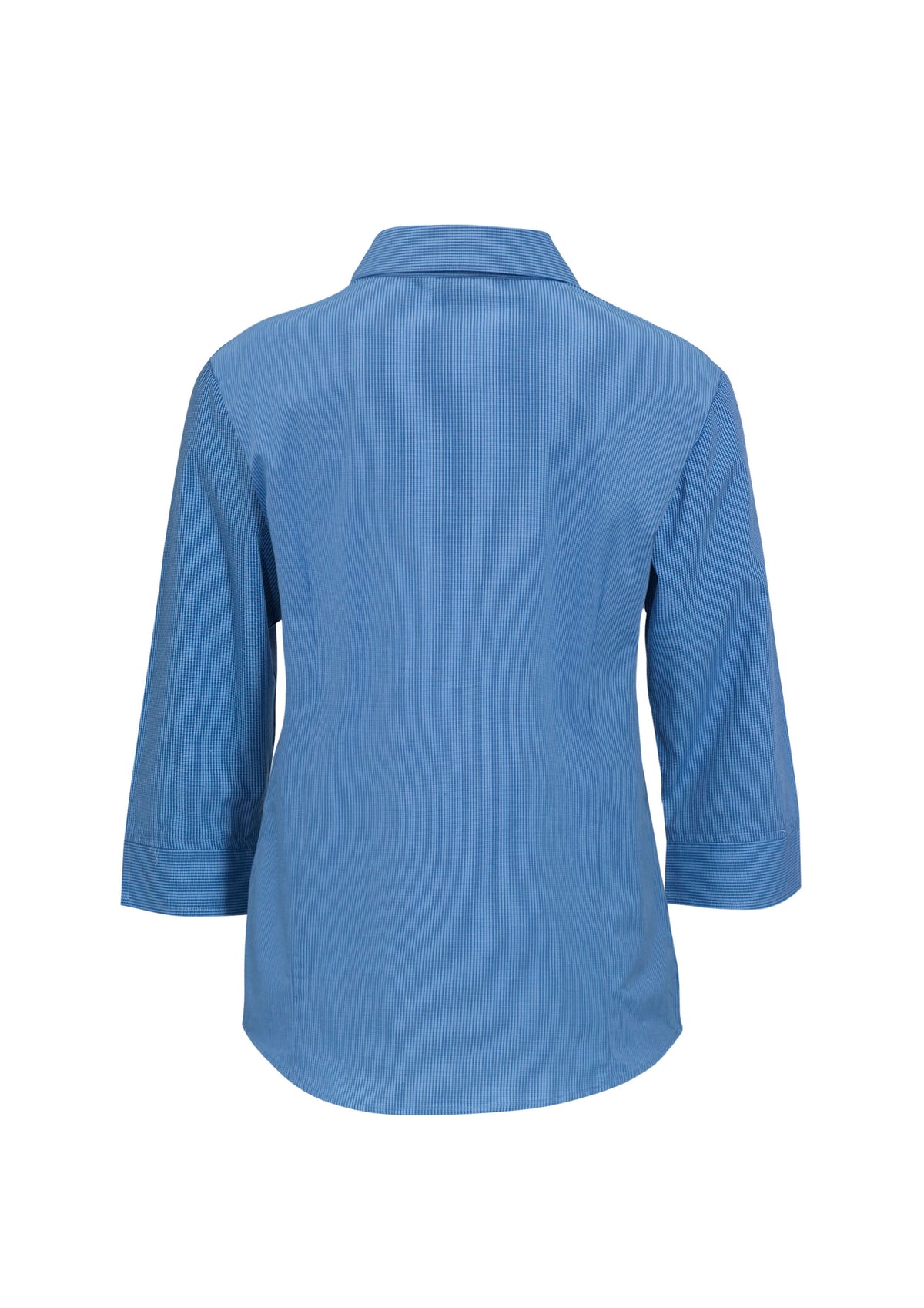 Micro Womens Check 3/4 Sleeve Shirt - Mid Blue - Back