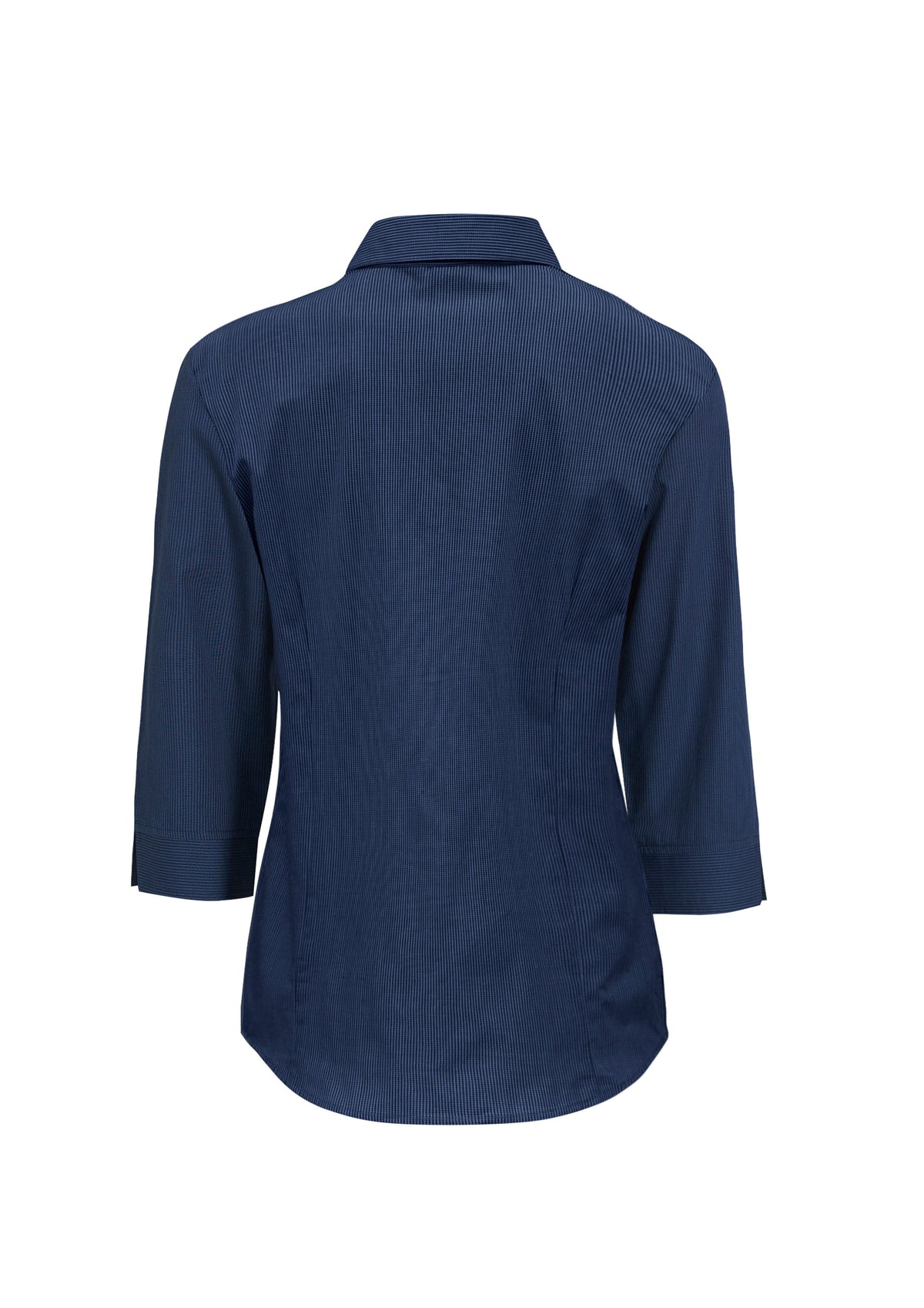Micro Womens Check 3/4 Sleeve Shirt - Navy - Back