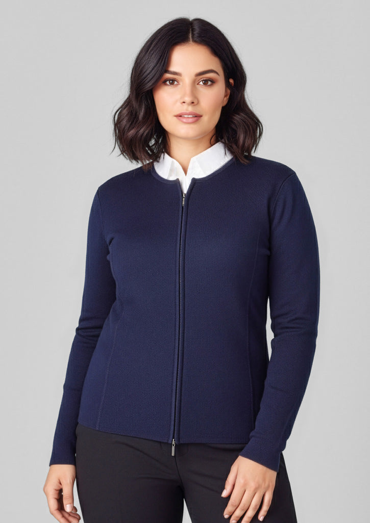 2-Way Womens Zip Cardigan - Navy - Model