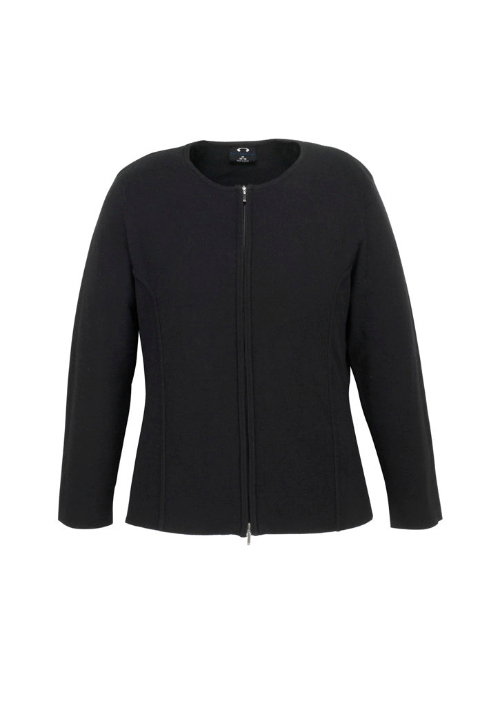 2-Way Womens Zip Cardigan - Black - Front