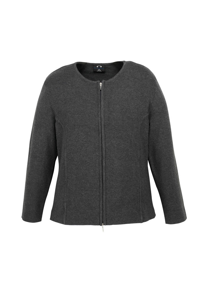 2-Way Womens Zip Cardigan - Charcoal - Front
