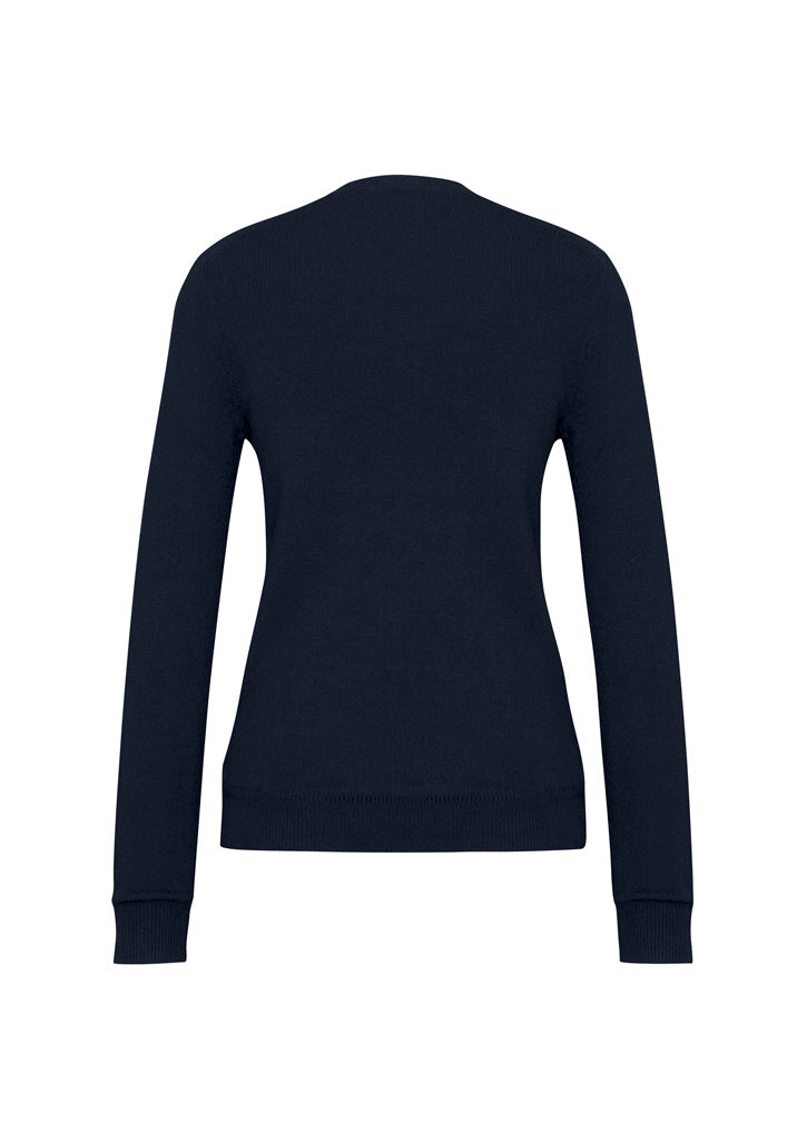 V-Neck Womens Knit Pullover - Navy - Back