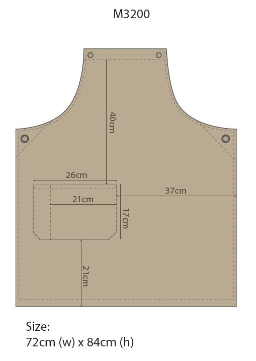 Brunswick Bib Apron - Size guide
