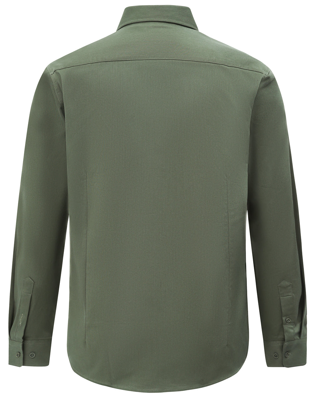 Mens Smart Casual Cotton Blend L/S Shirt - Army Green - Back