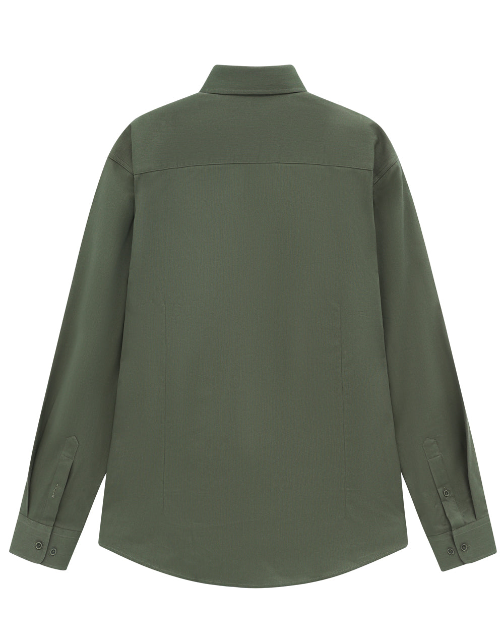 Mens Smart Casual Cotton Blend L/S Shirt - Army Green - Back