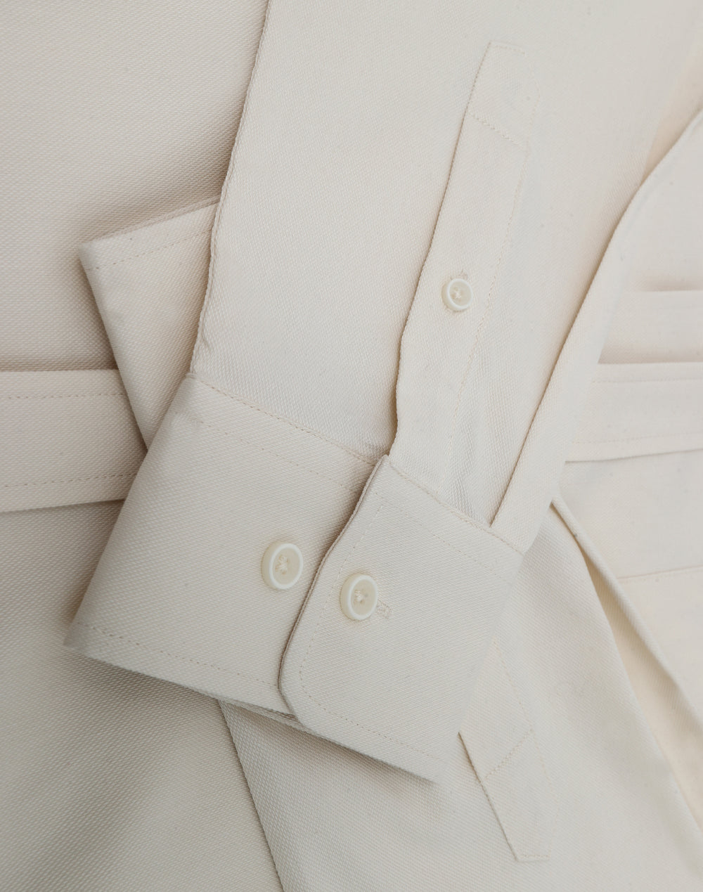 Mens Smart Casual Cotton Blend L/S Shirt - Natural - View