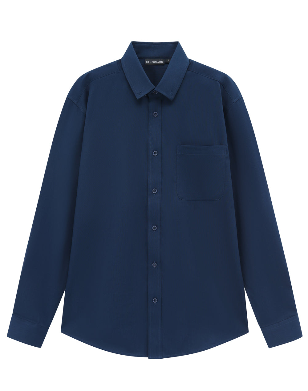 Mens Smart Casual Cotton Blend L/S Shirt - Navy - View