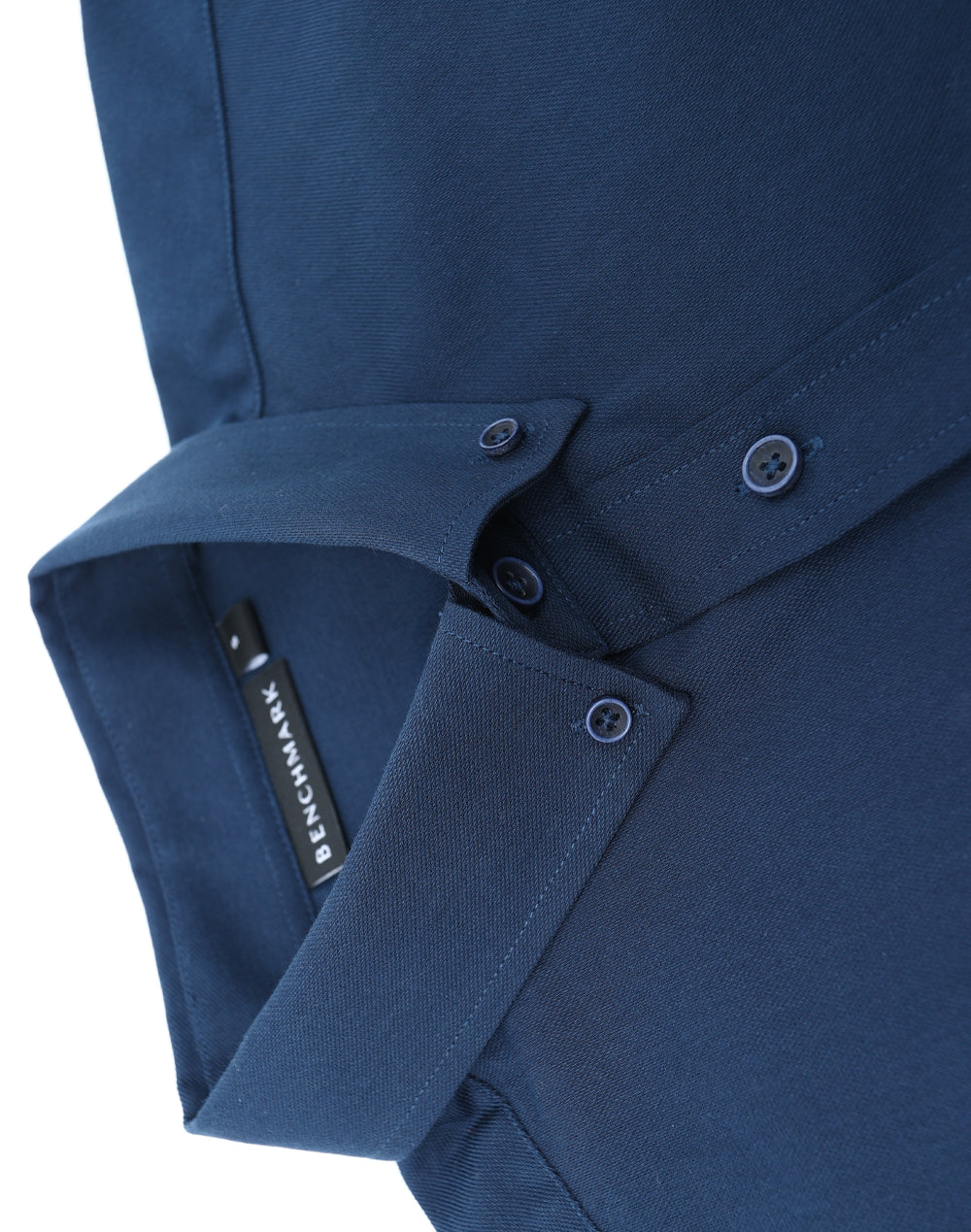 Mens Smart Casual Cotton Blend L/S Shirt - Navy - View