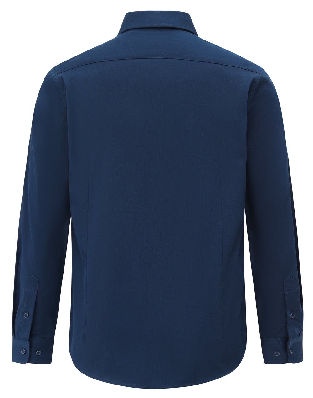 Mens Smart Casual Cotton Blend L/S Shirt - Navy - Back