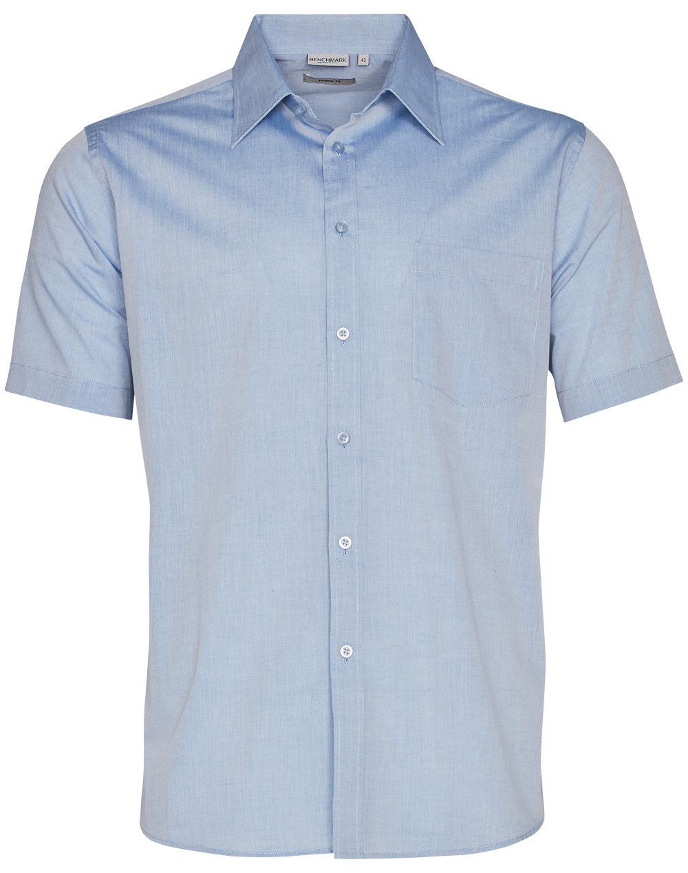 Men's Fine Chambray Short Sleeve Shirt - Blue - Front