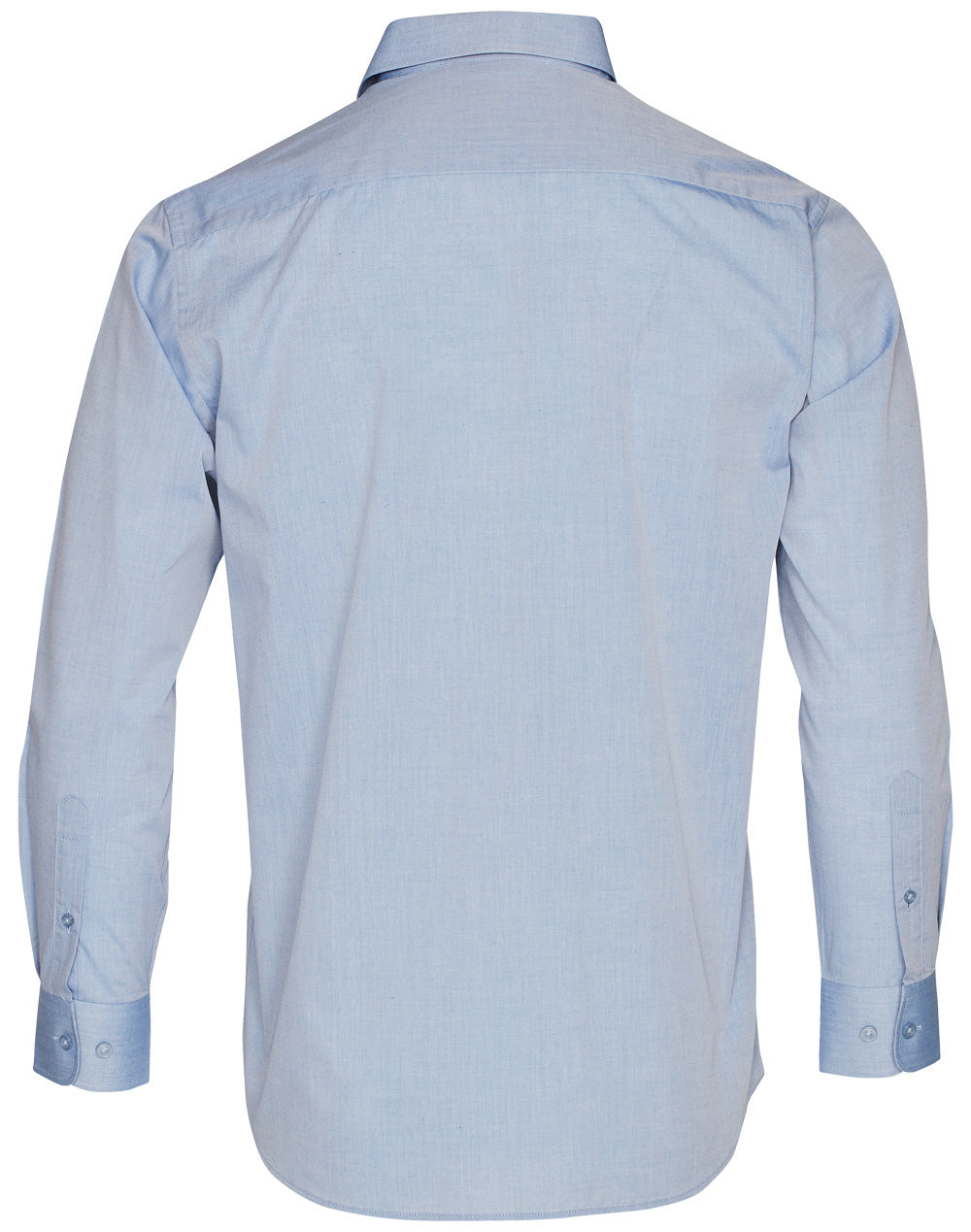 Men's Fine Chambray Long Sleeve Shirt - Blue - Back