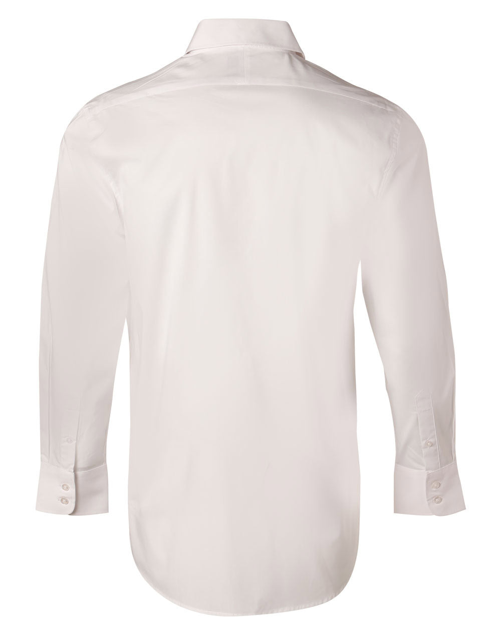 Men's Cotton/Poly Stretch Long Sleeve Shirt - White - Back