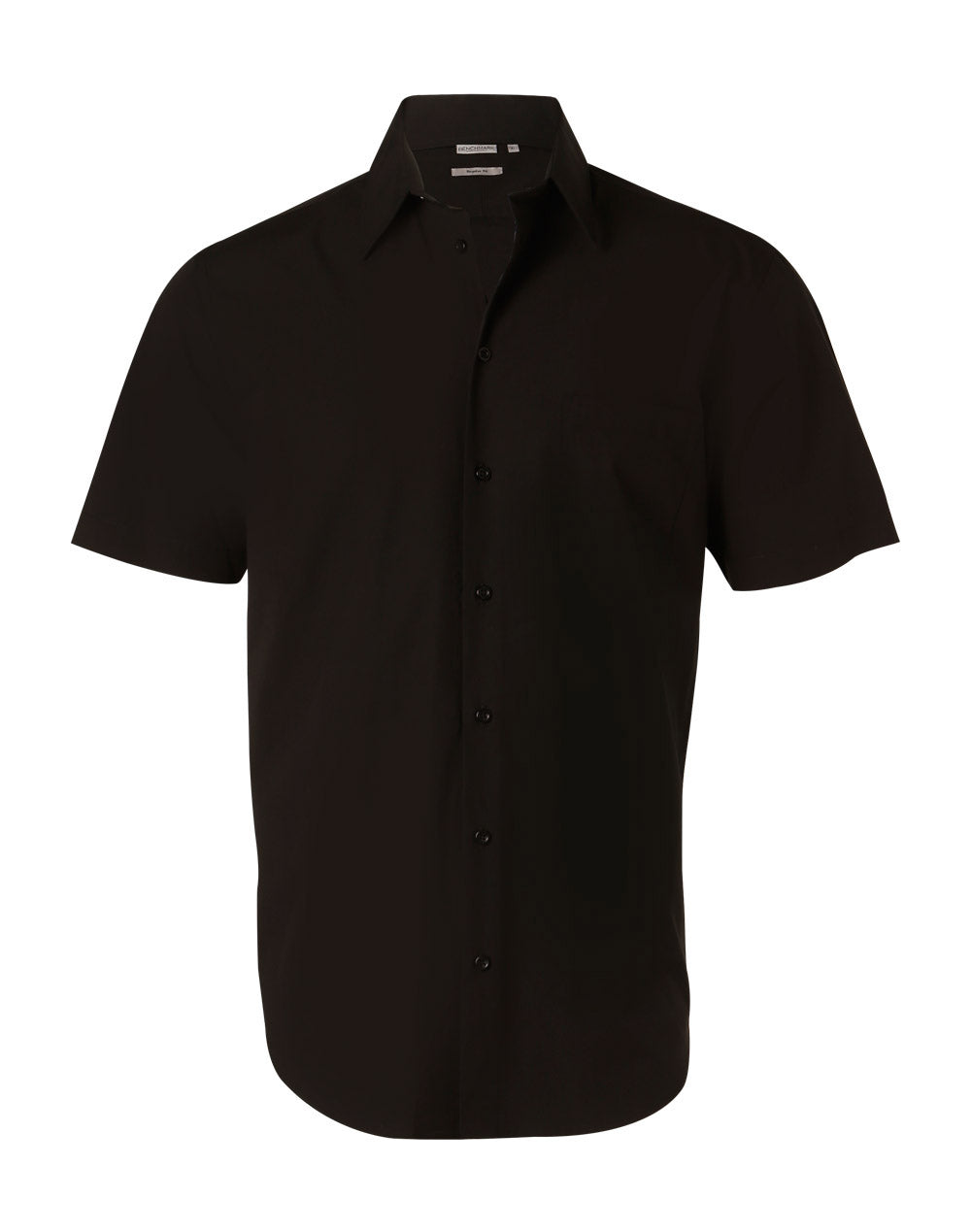 Men's Cotton/Poly Stretch Short Sleeve Shirt - Black - Front