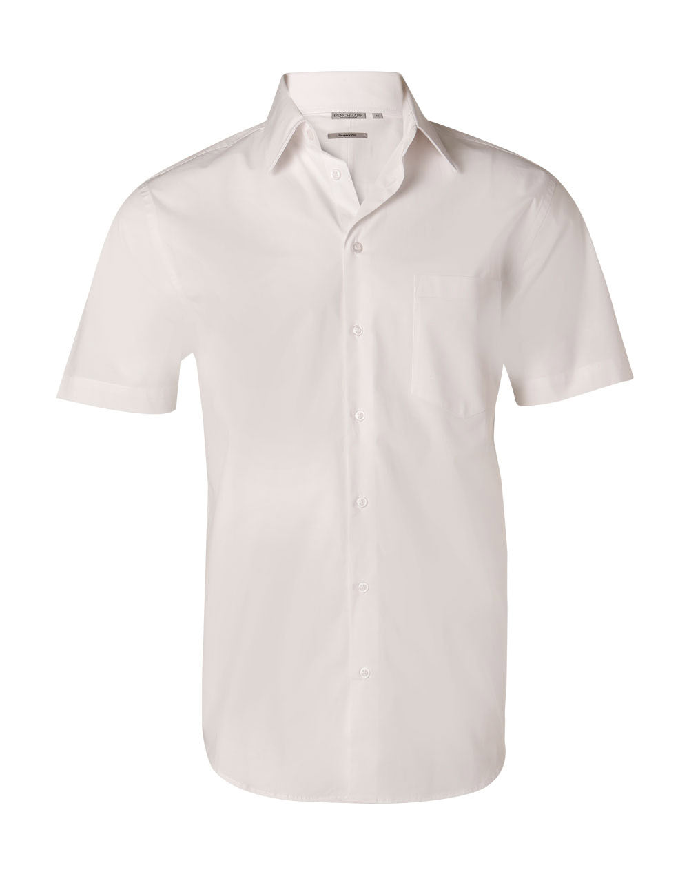 Men's Cotton/Poly Stretch Short Sleeve Shirt - White - Front