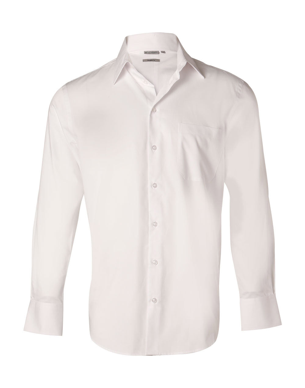 Men's Fine Twill Long Sleeve Shirt - White - Front