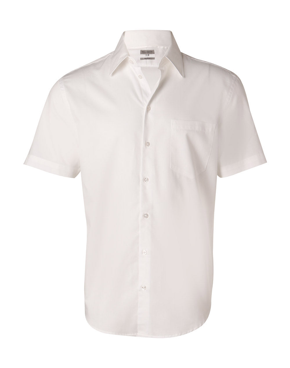 Men's Fine Twill Short Sleeve Shirt - White - Front