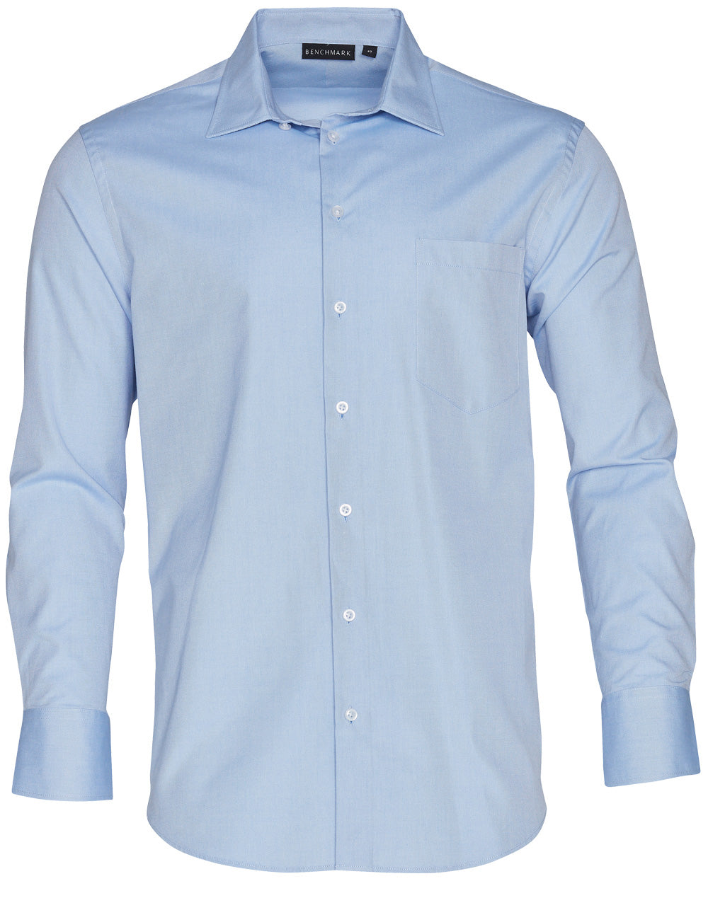 Men's CVC Oxford Long Sleeve Shirt - Blue - Front