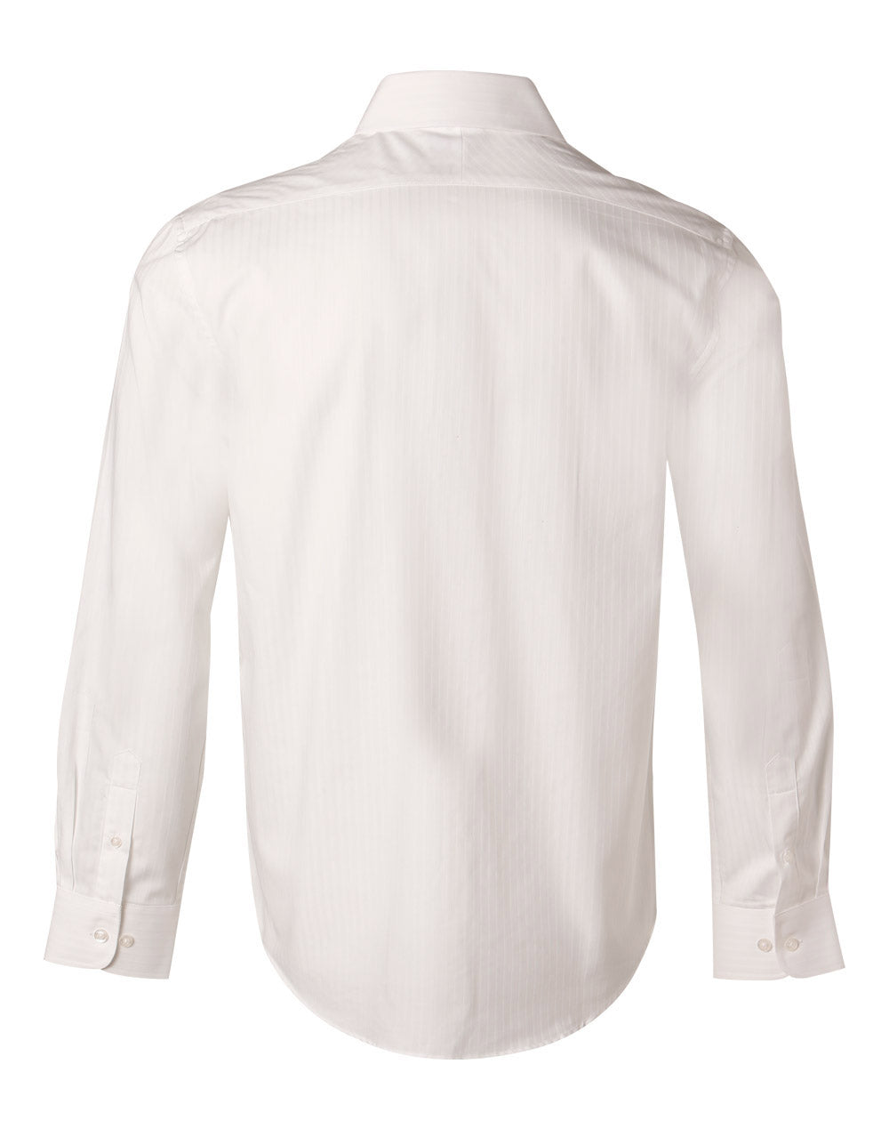 Men's Self Stripe Long Sleeve Shirt - White - Back