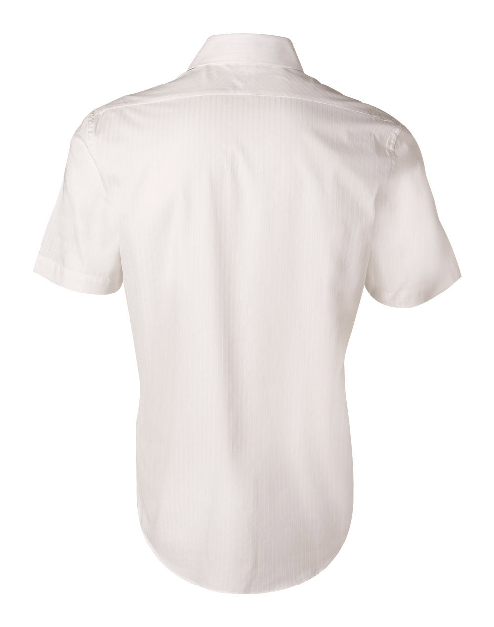 Men's Self Stripe Short Sleeve Shirt - White - Back