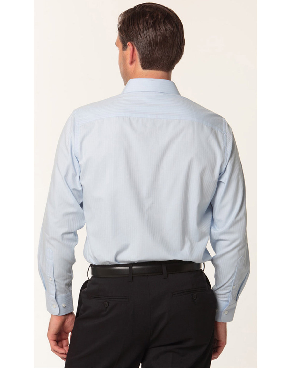 Men's Mini Herringbone Long Sleeve Shirt - Pale Blue - Back