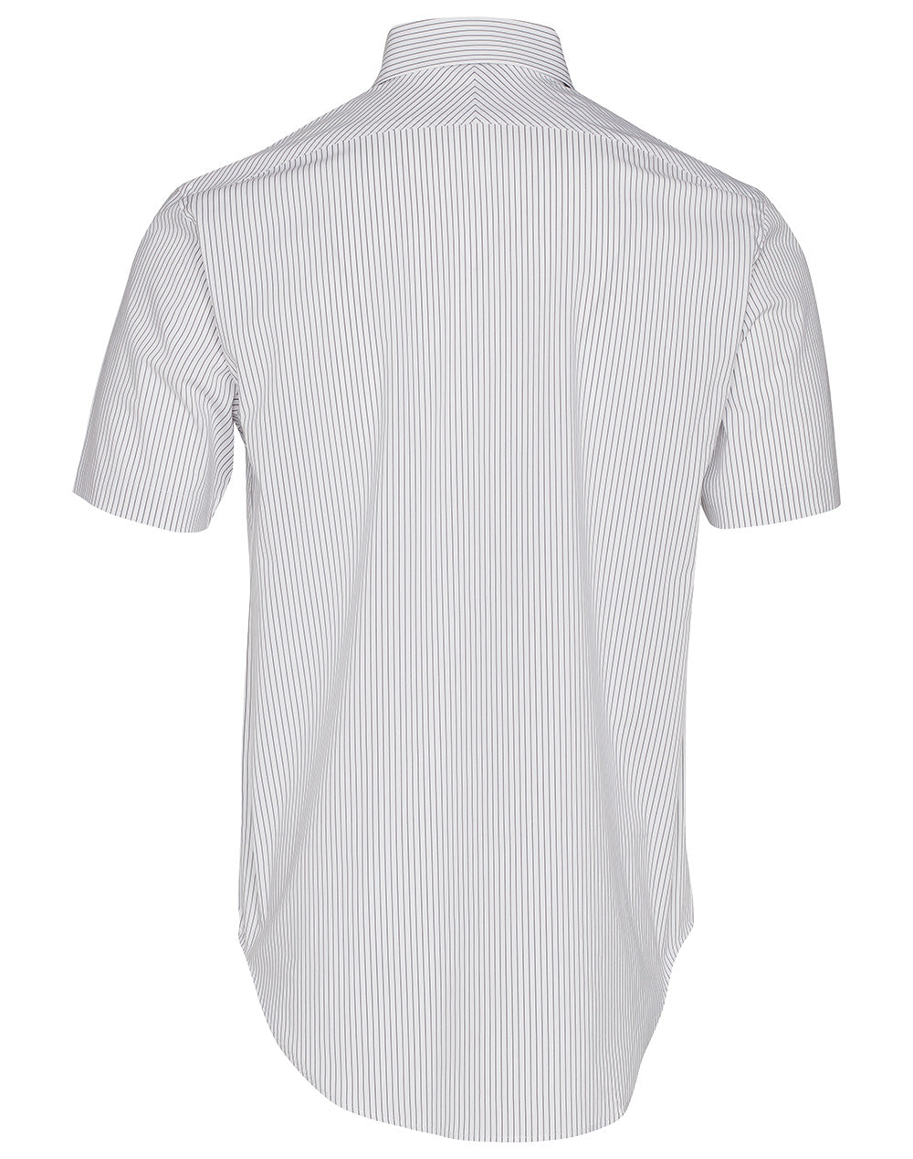 Men's Ticking Stripe Short Sleeve Shirt - White/Grey - Back
