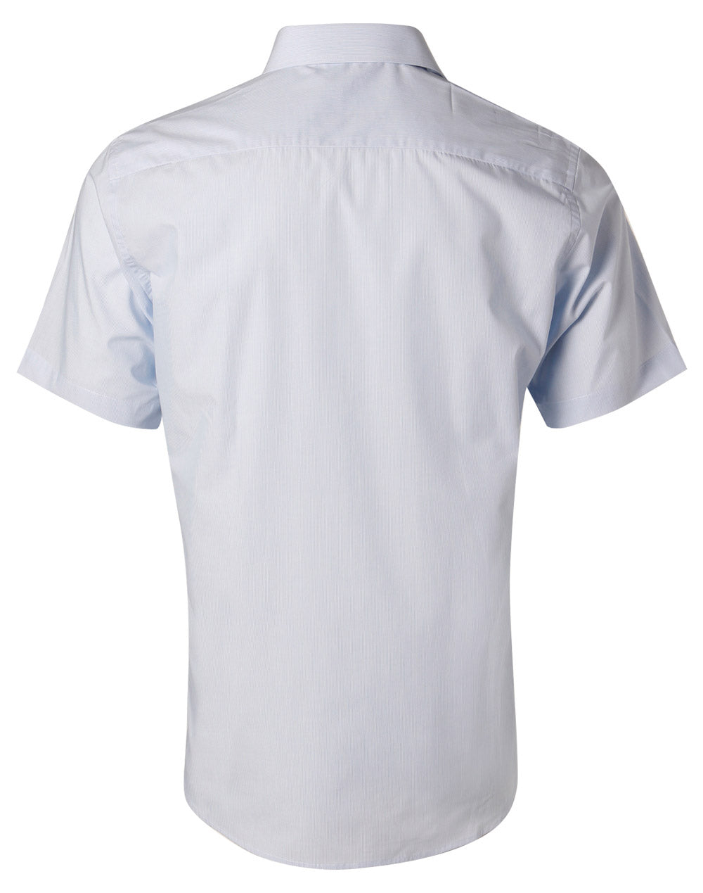 Men's Fine Stripe Short Sleeve Shirt - Pale Blue - Back