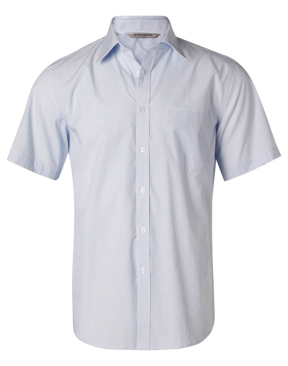 Men's Fine Stripe Short Sleeve Shirt - Pale Blue - Front